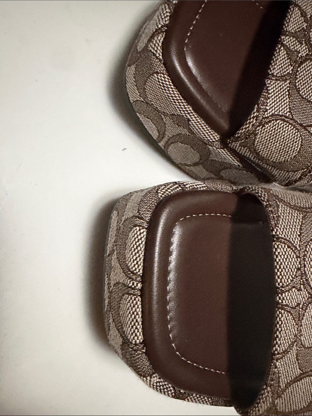 Coach Brown & Cream Signature Canvas Wedge Sandals - Picture 4 of 5